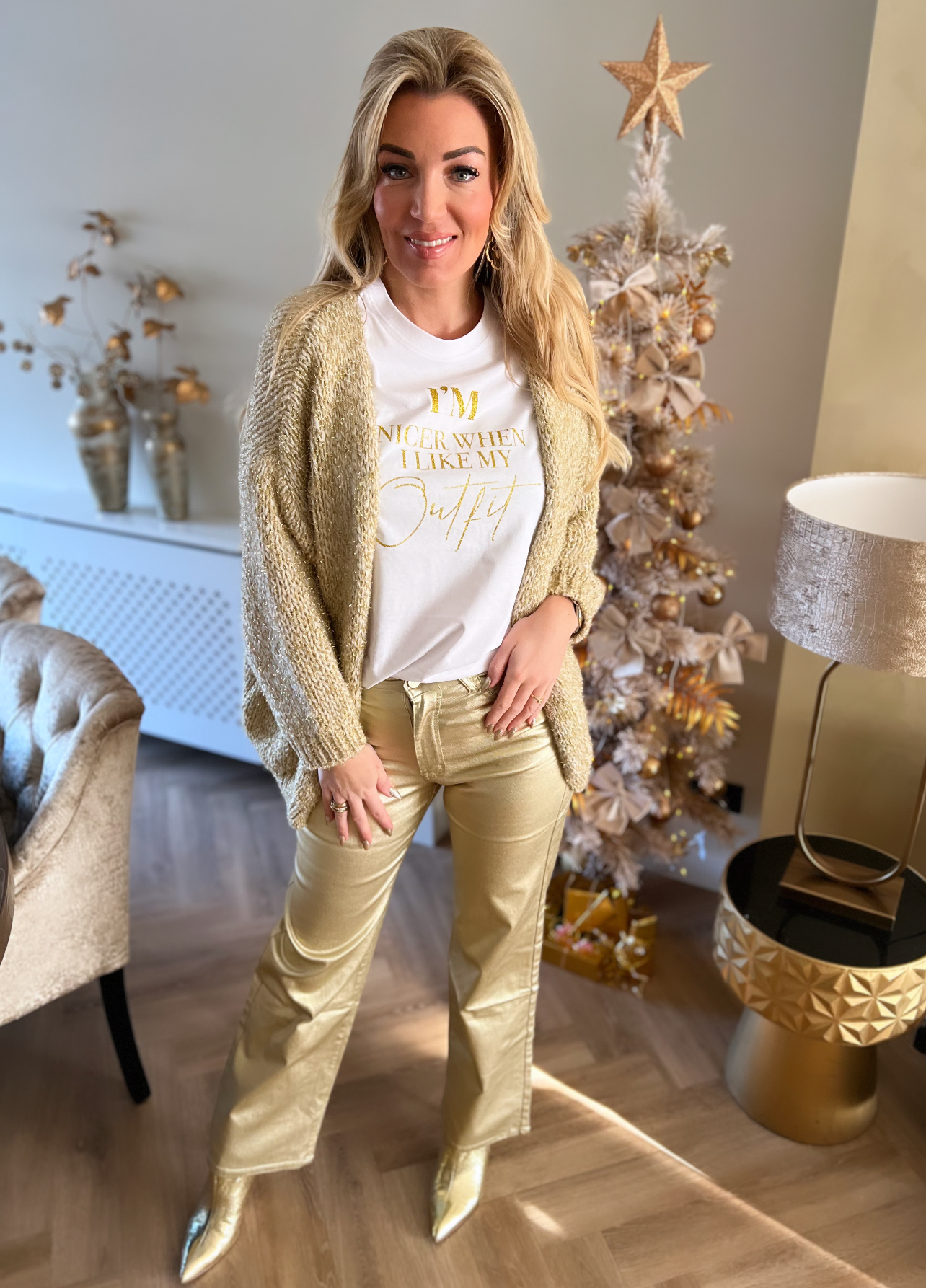 I'M Nicer Shirt White Gold