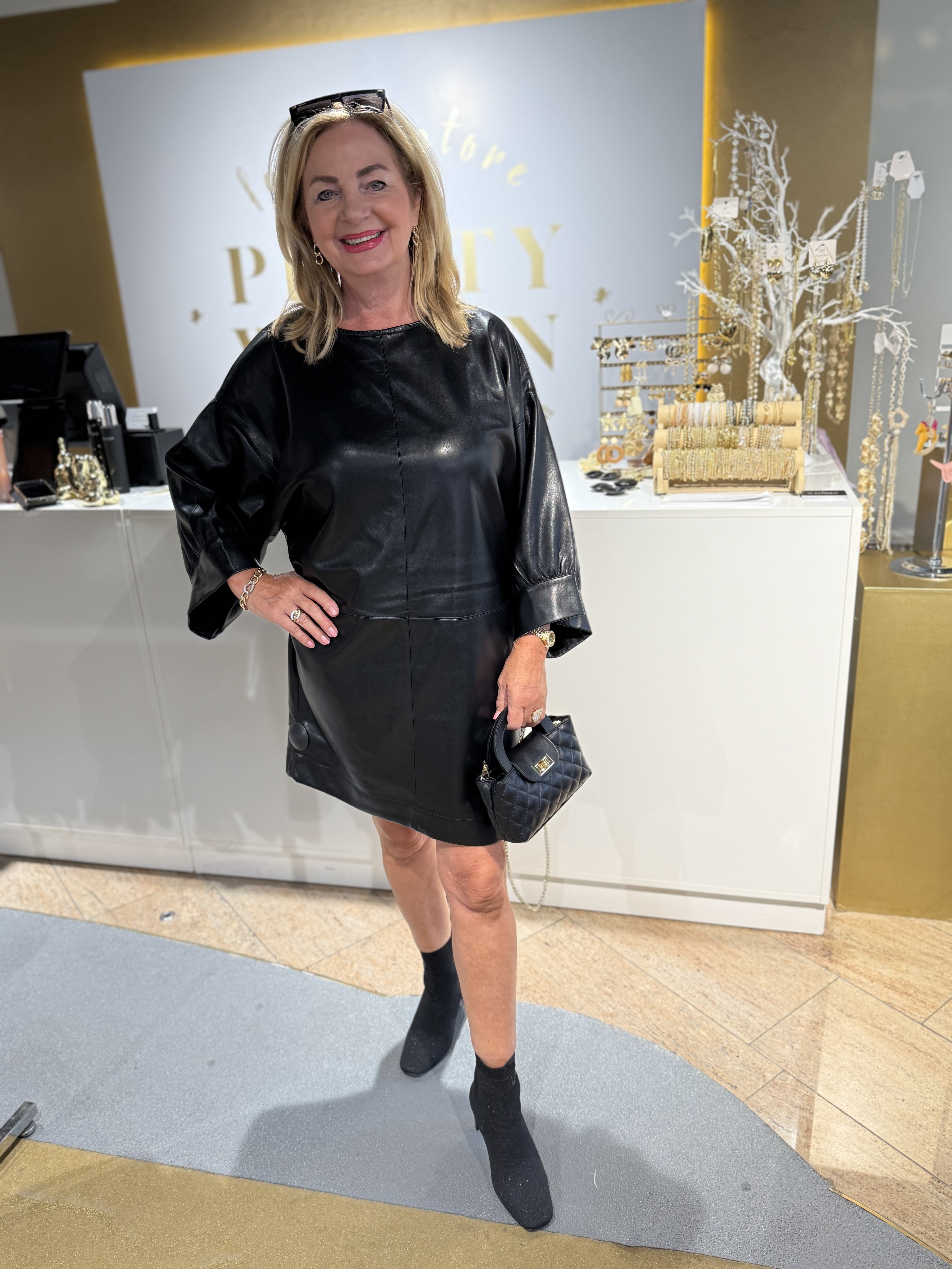 K Design Vegan Lederen Jurk B752 Black Pritty Woman