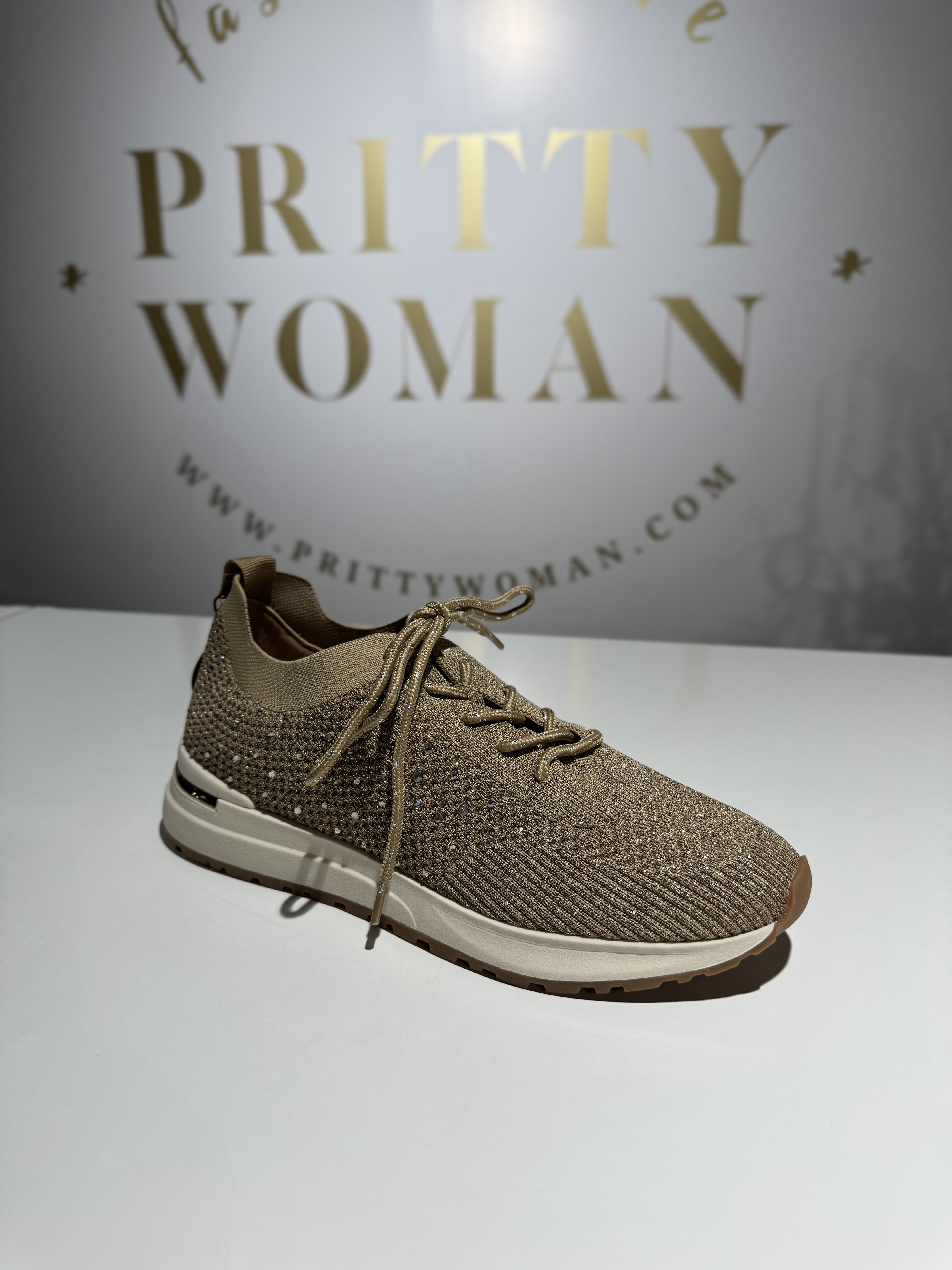 La Strada Sneaker Gold Silver Knitted Stones