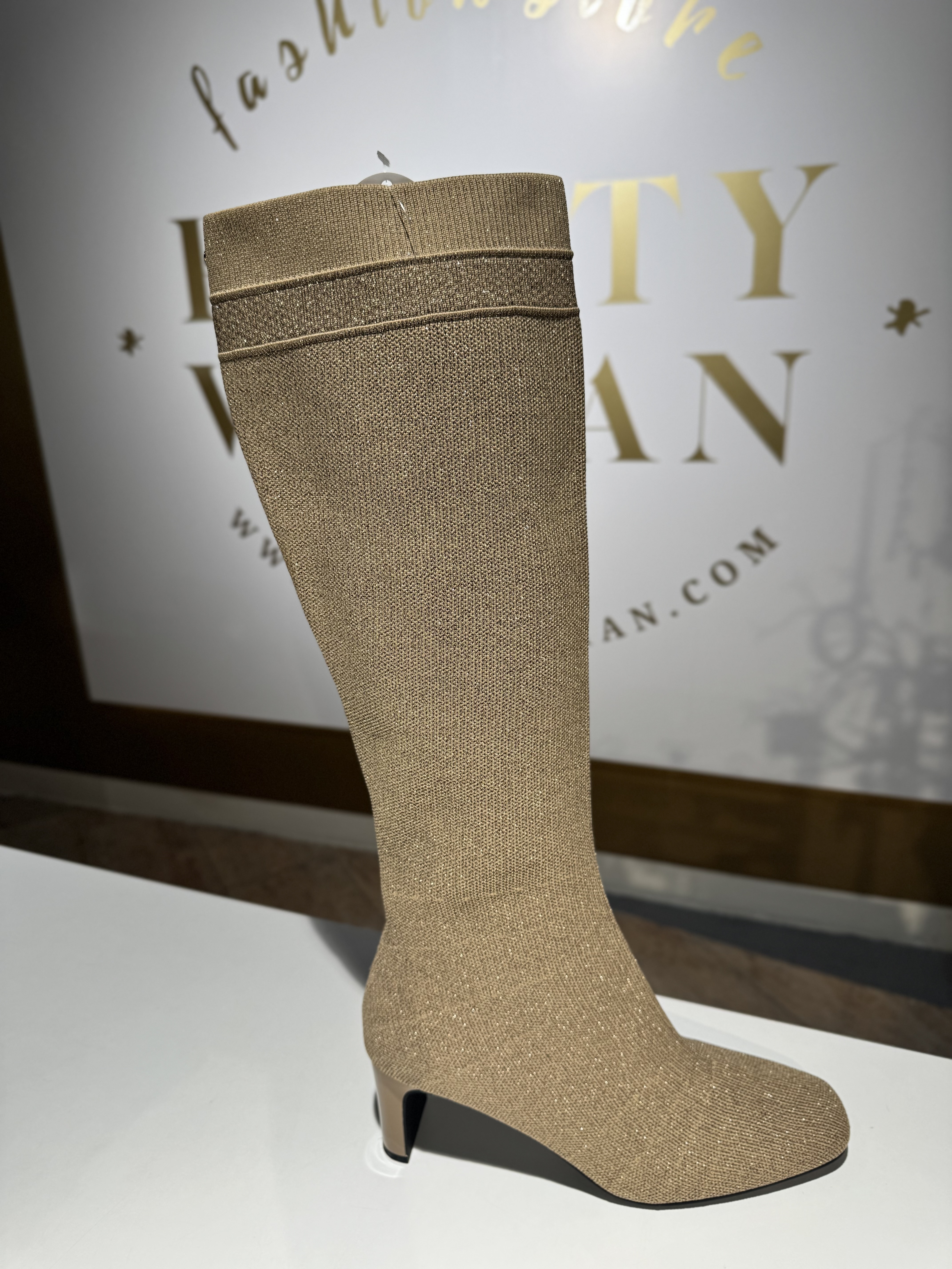 La Strada Laarzen Gold Silver Knitted