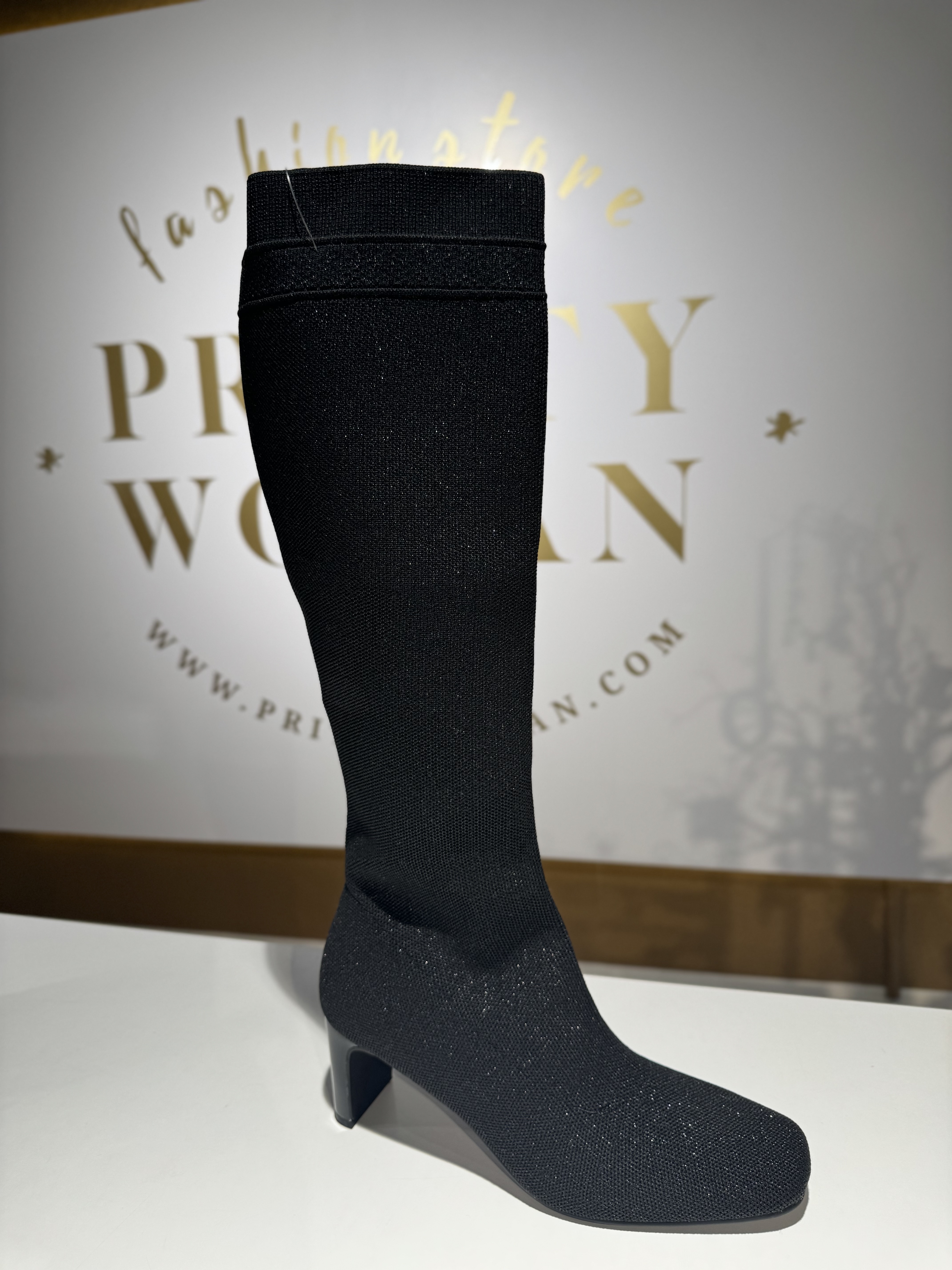 La Strada Laarzen Black Silver Knitted