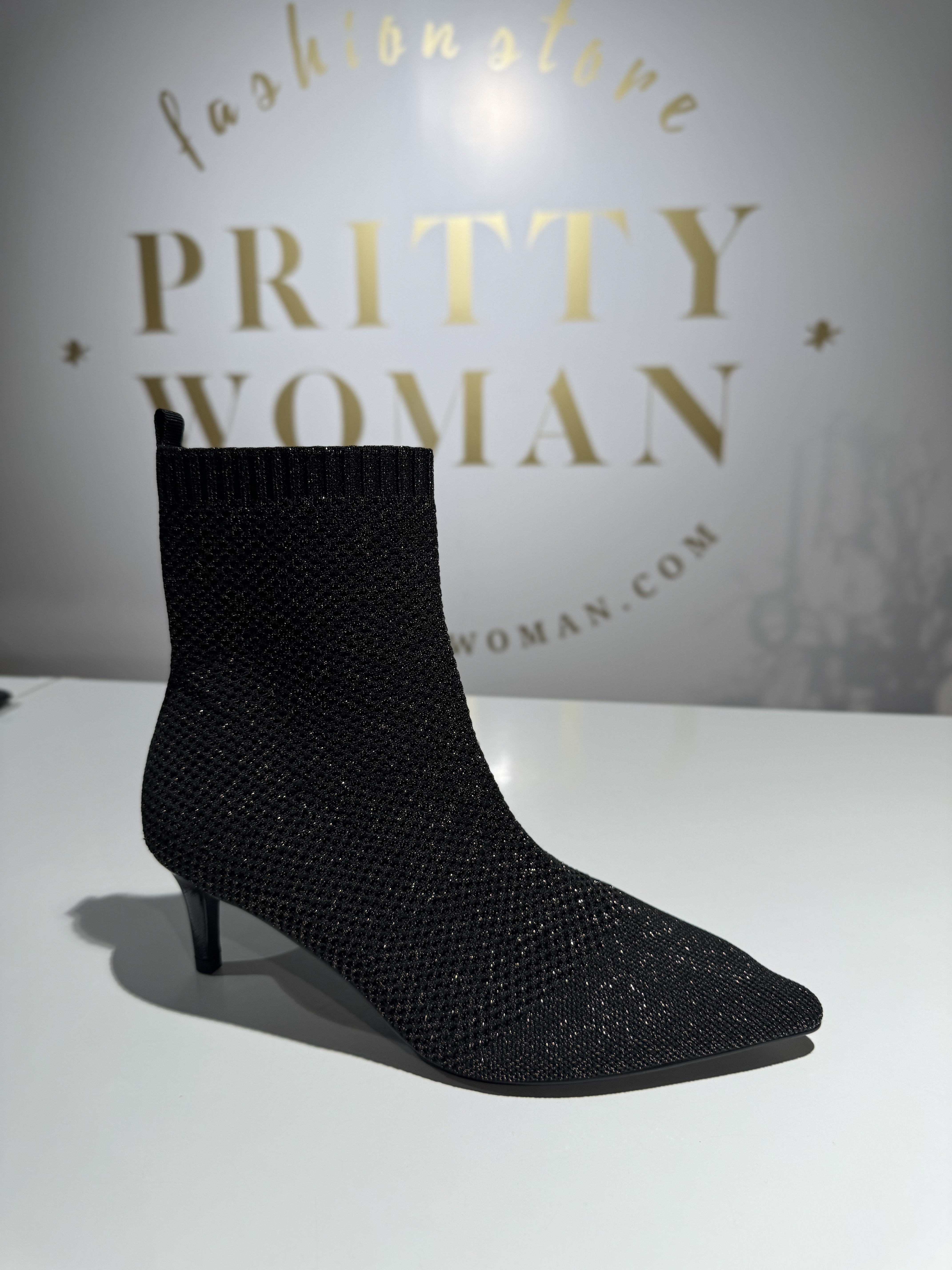 La Strada Enkellaarsjes Bronze Gold Knitted