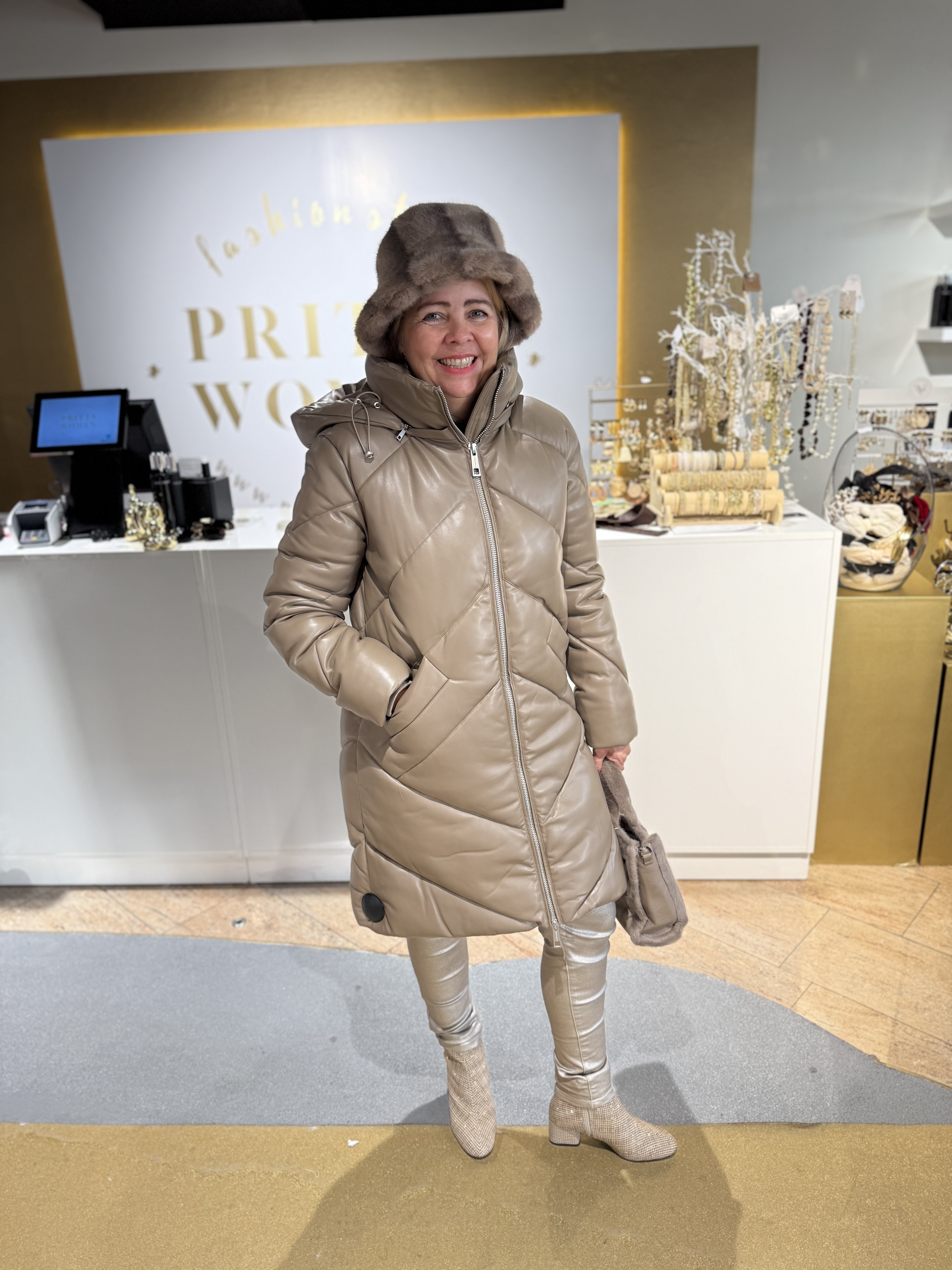 Rino & Pelle Frida Jacket Long Padded PU Toffee