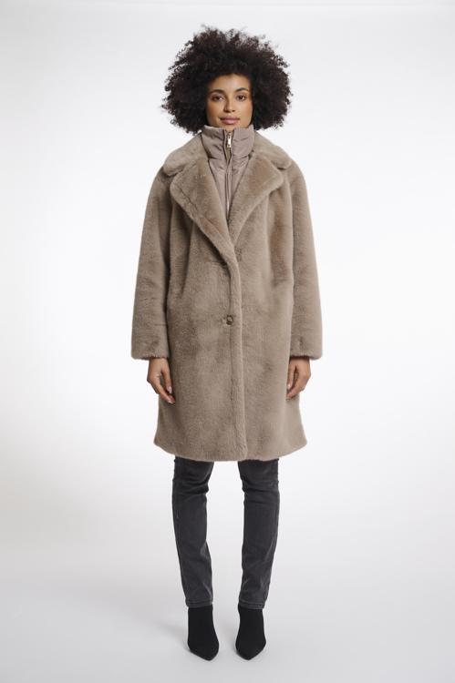 Rino & Pelle Geesje Jacket Single Breasted Faux Fur Coat With Detachable Collar Toffee