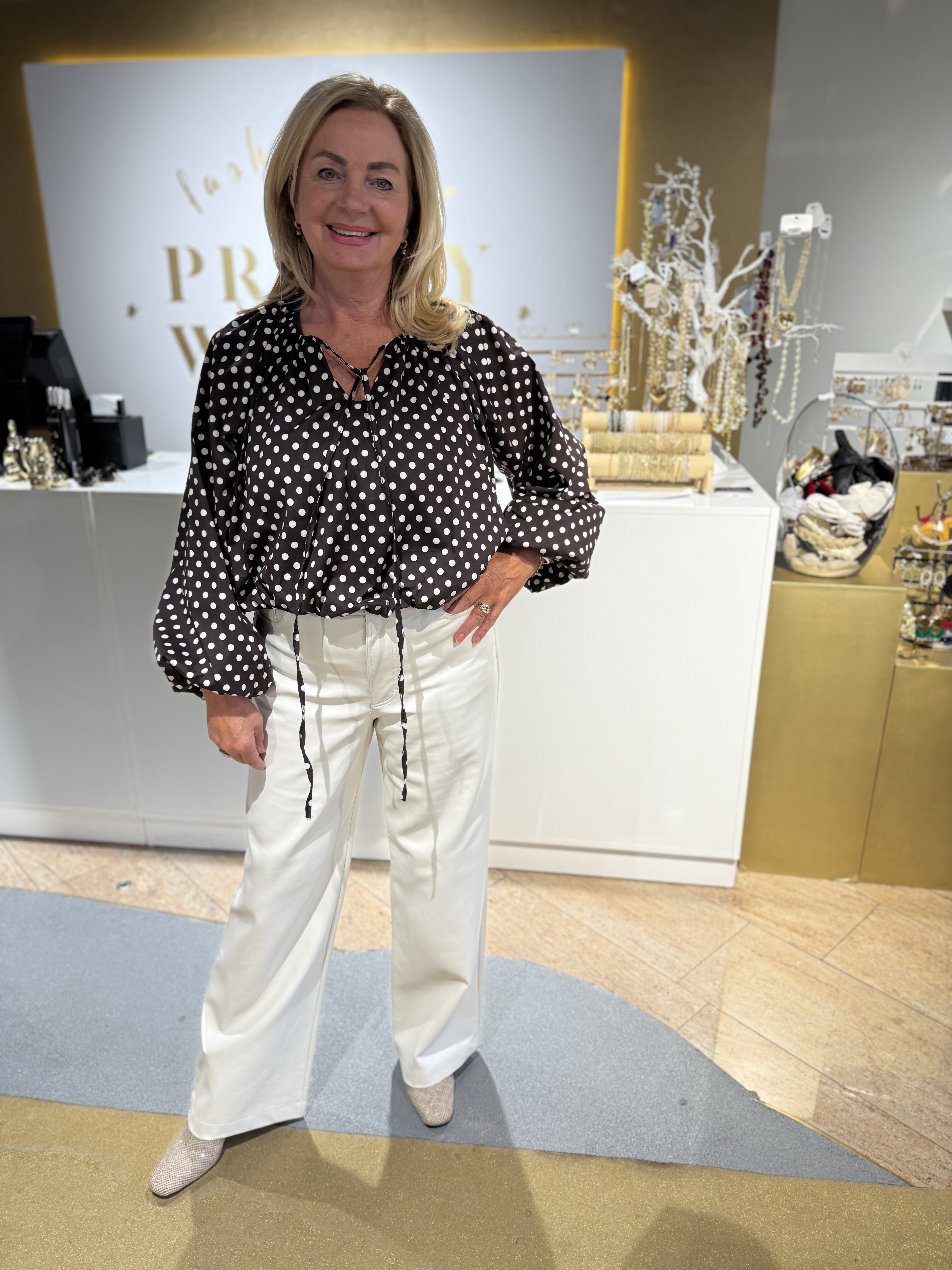 Dots Blouse Ballon Chocolate