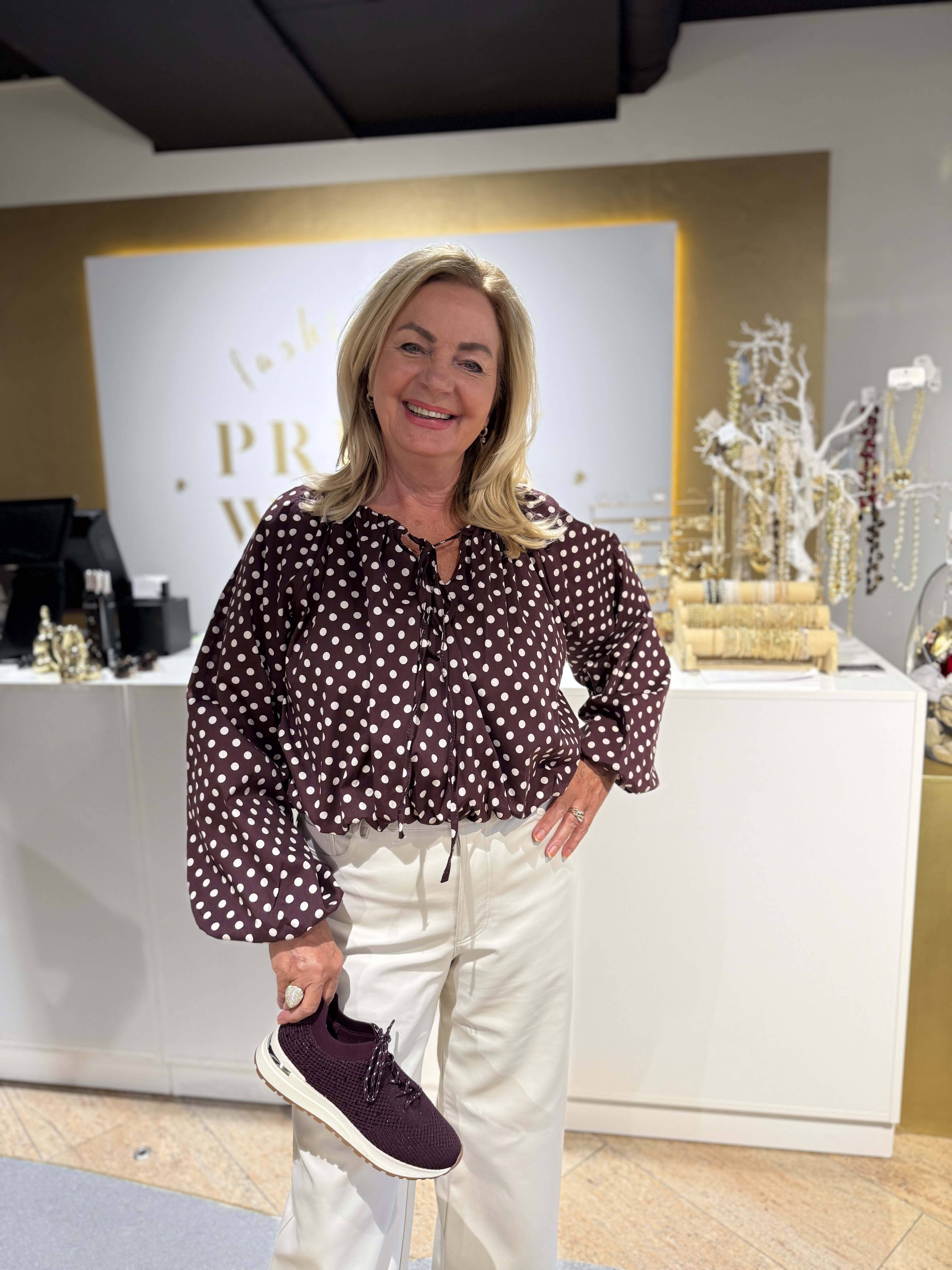 Dots Blouse Ballon Bordeaux