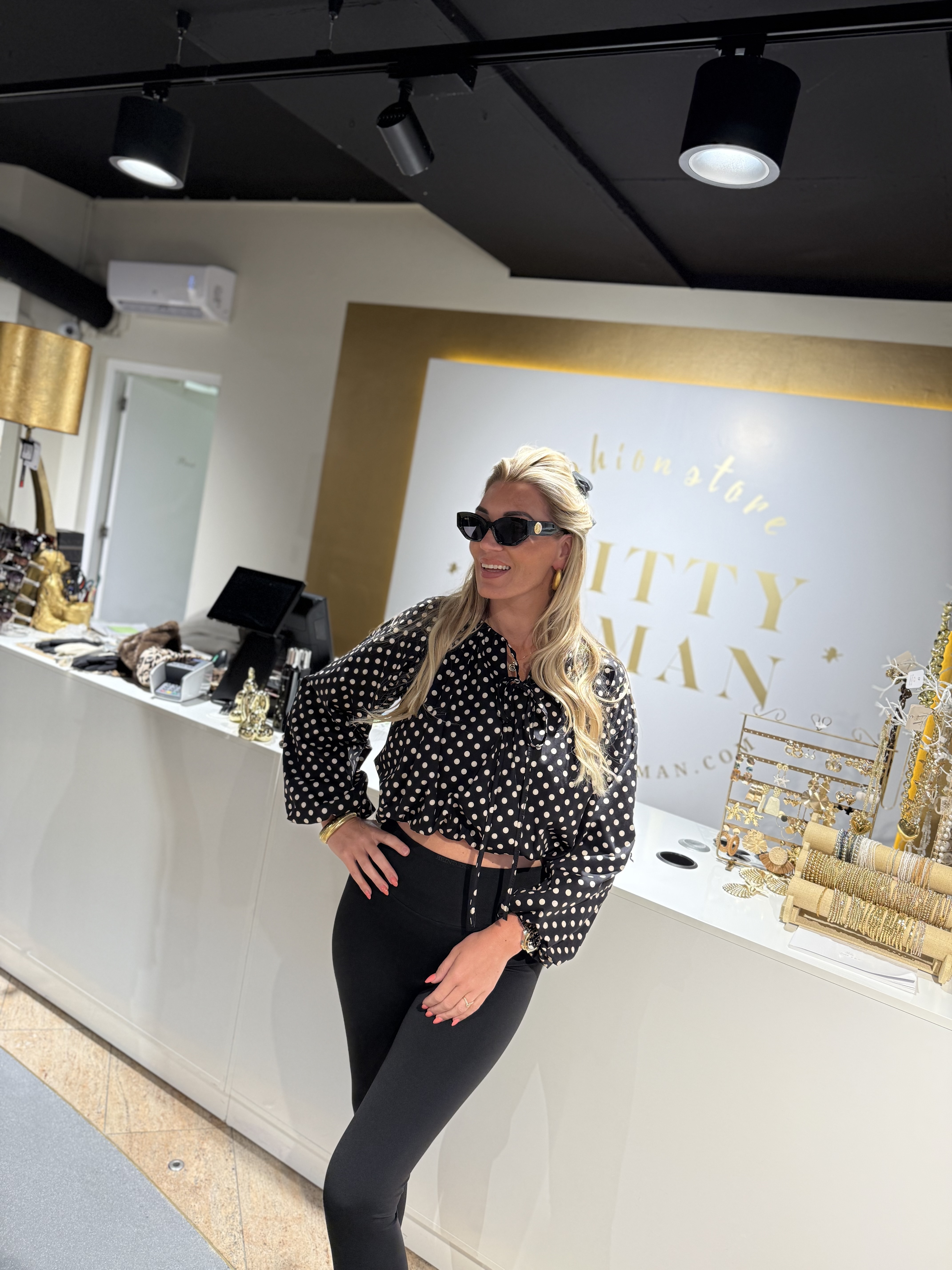 Dots Blouse Ballon Black