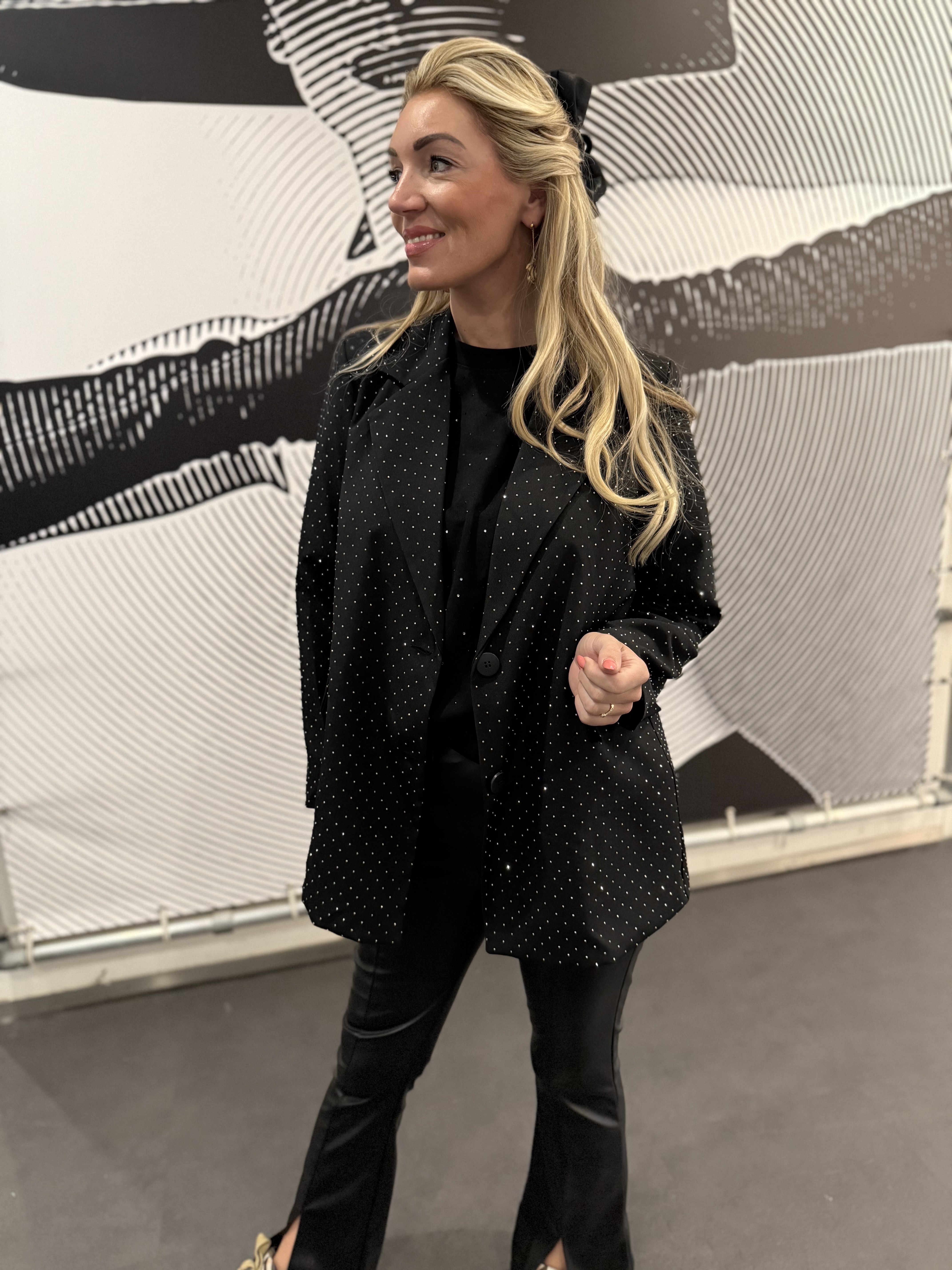 Glitter blazer black