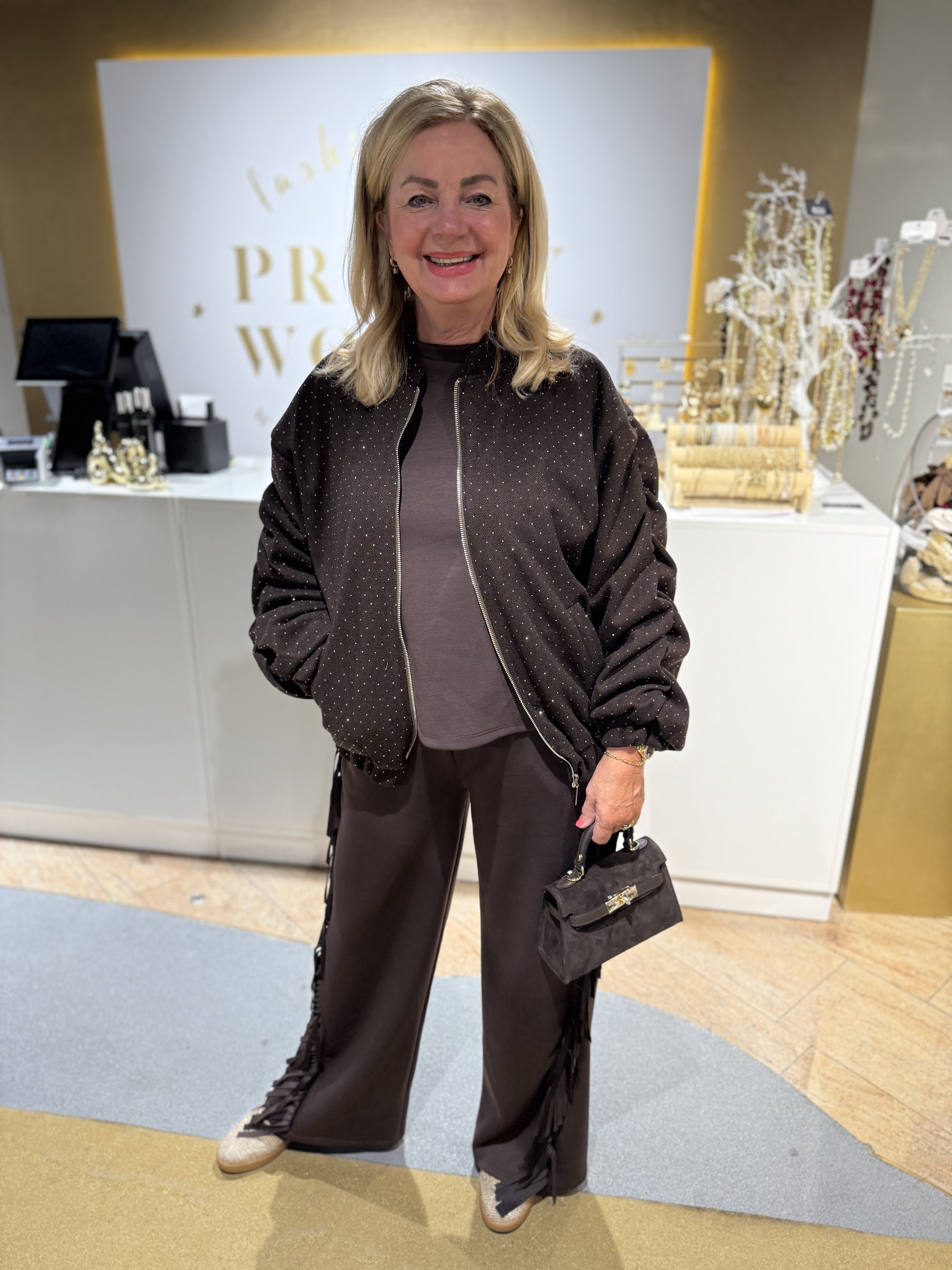 Glitter Bomber Chocolate Brown