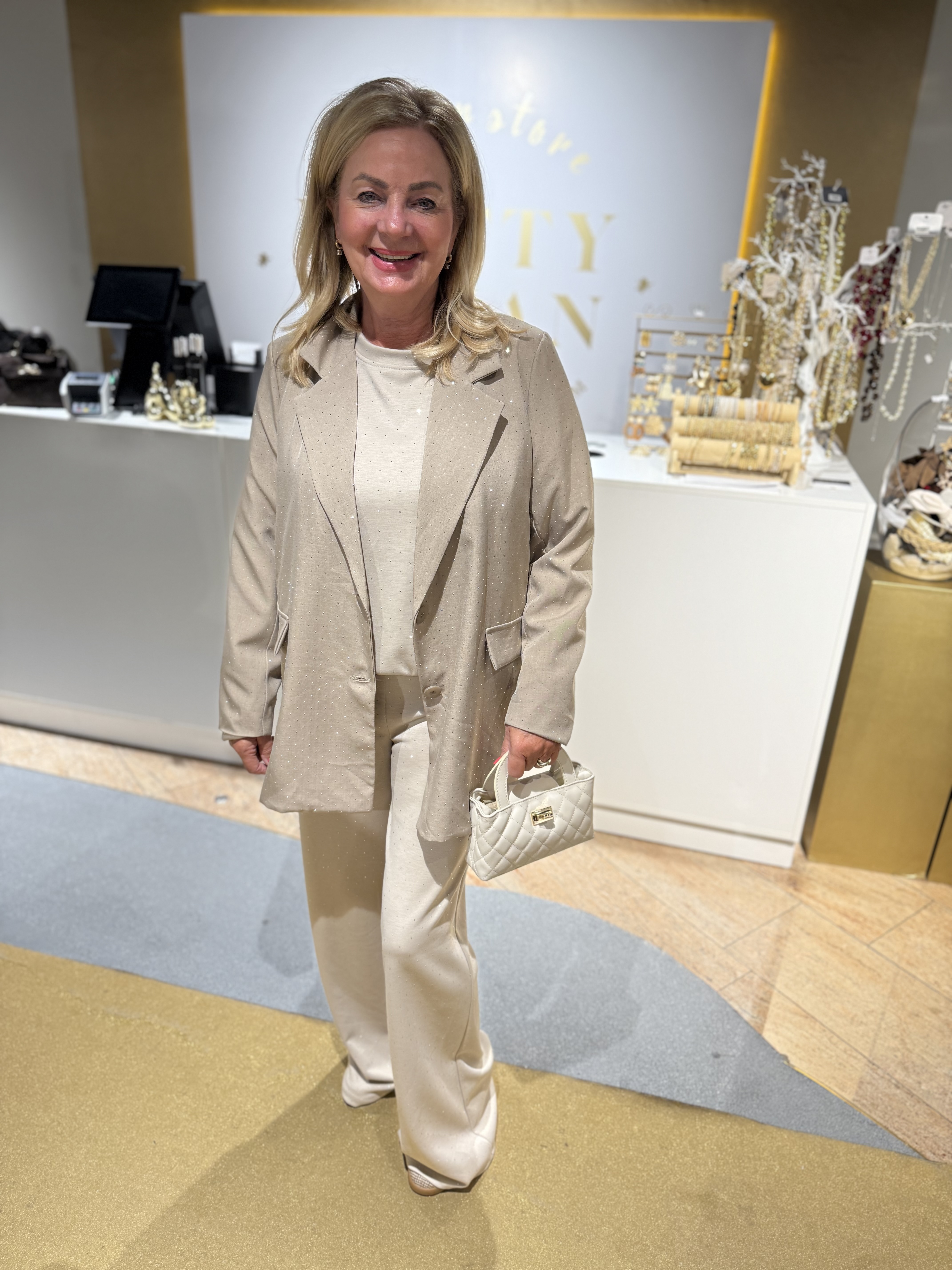 Glitter Blazer Beige