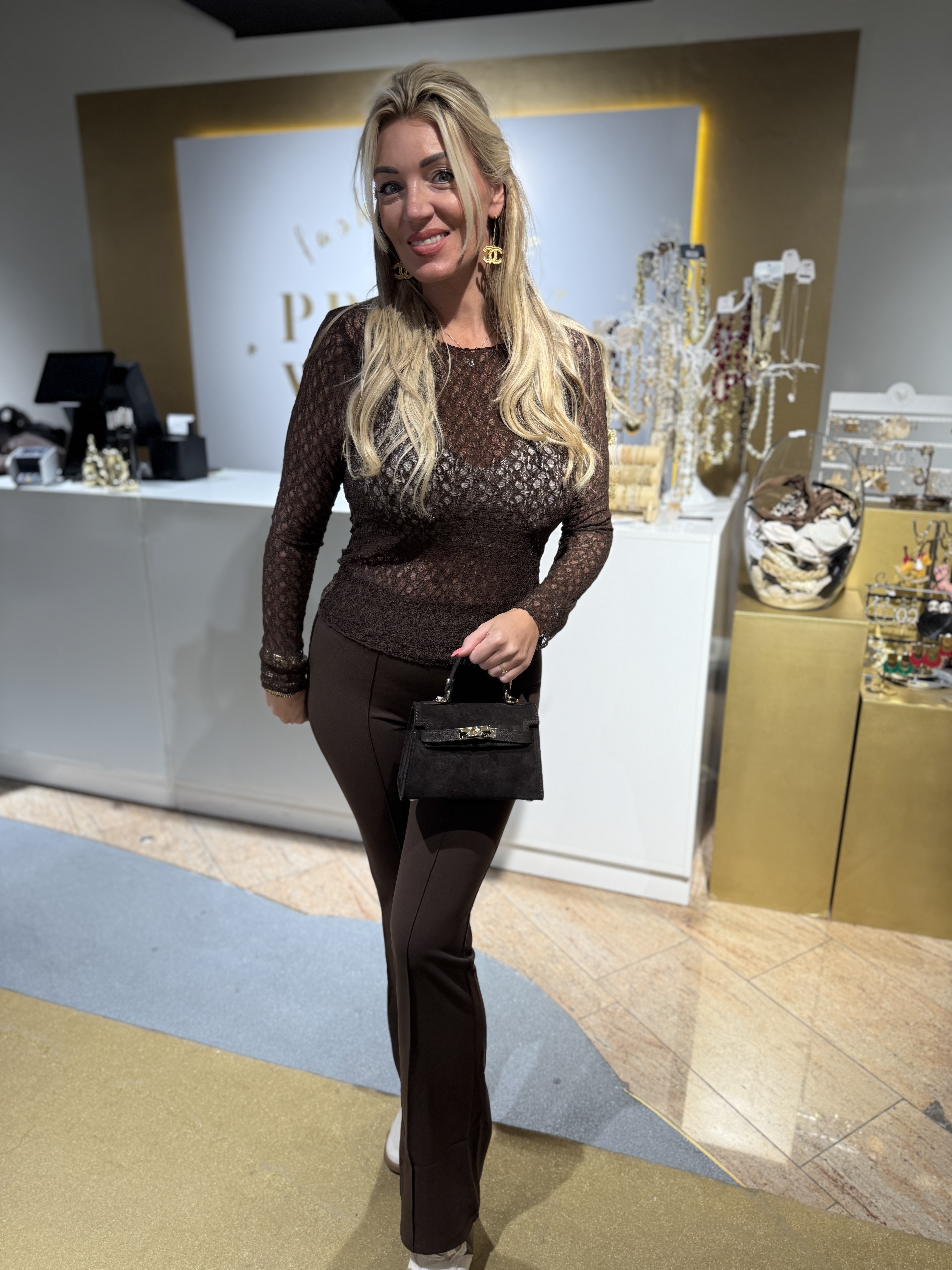 Lace Top Brown Longsleeve