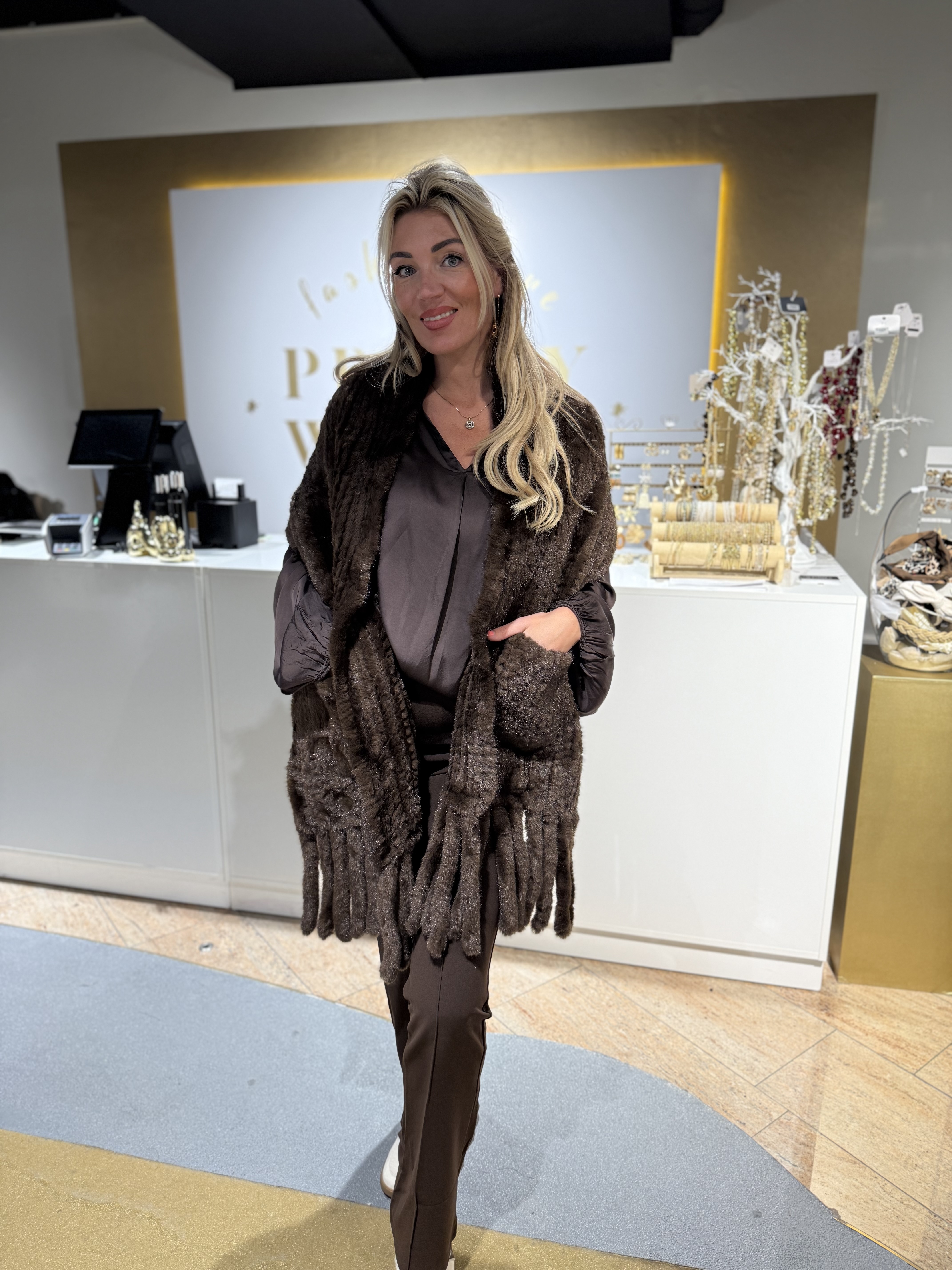 Luxe omslag sjaal brown