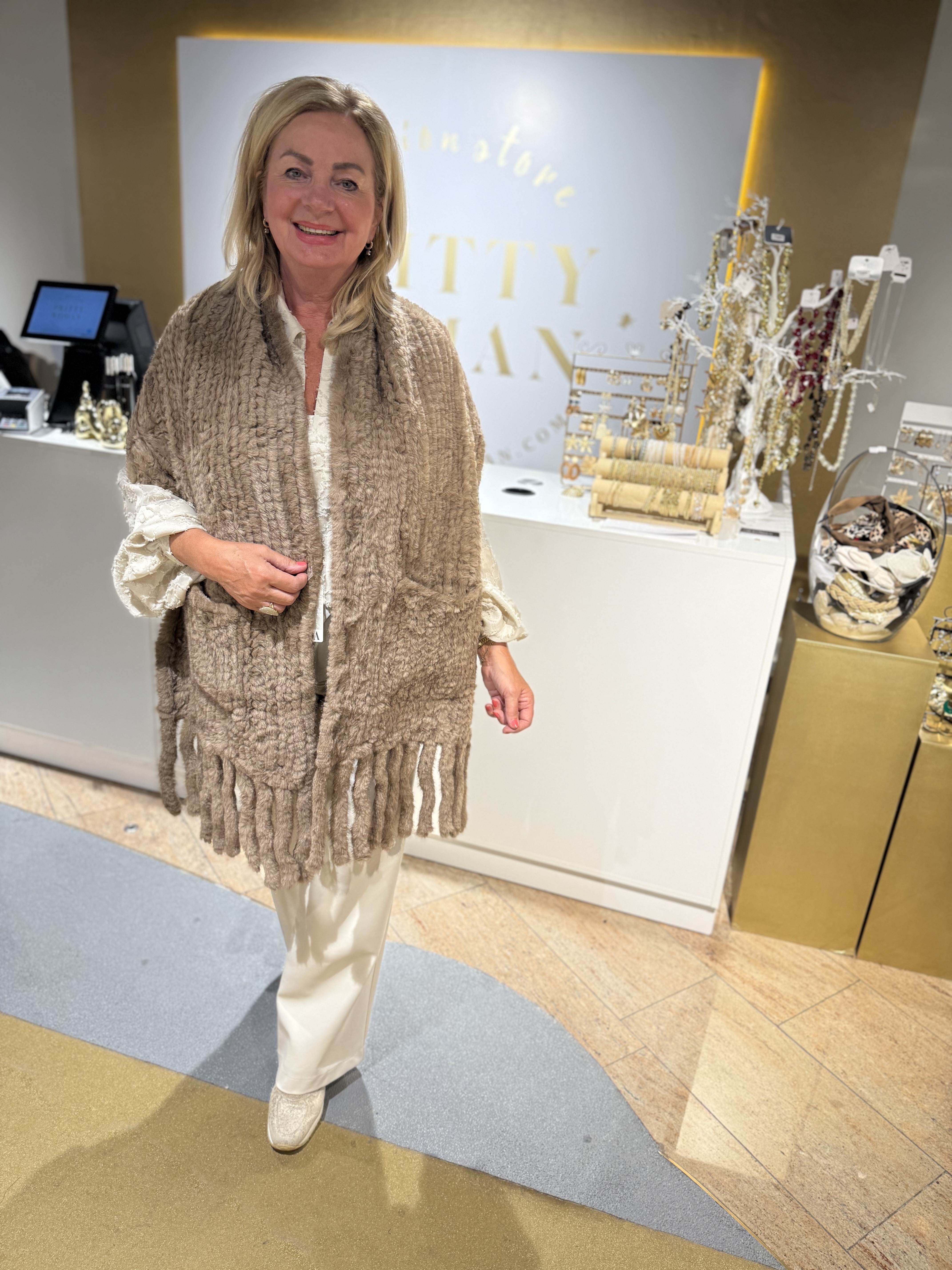 Luxe omslag sjaal taupe