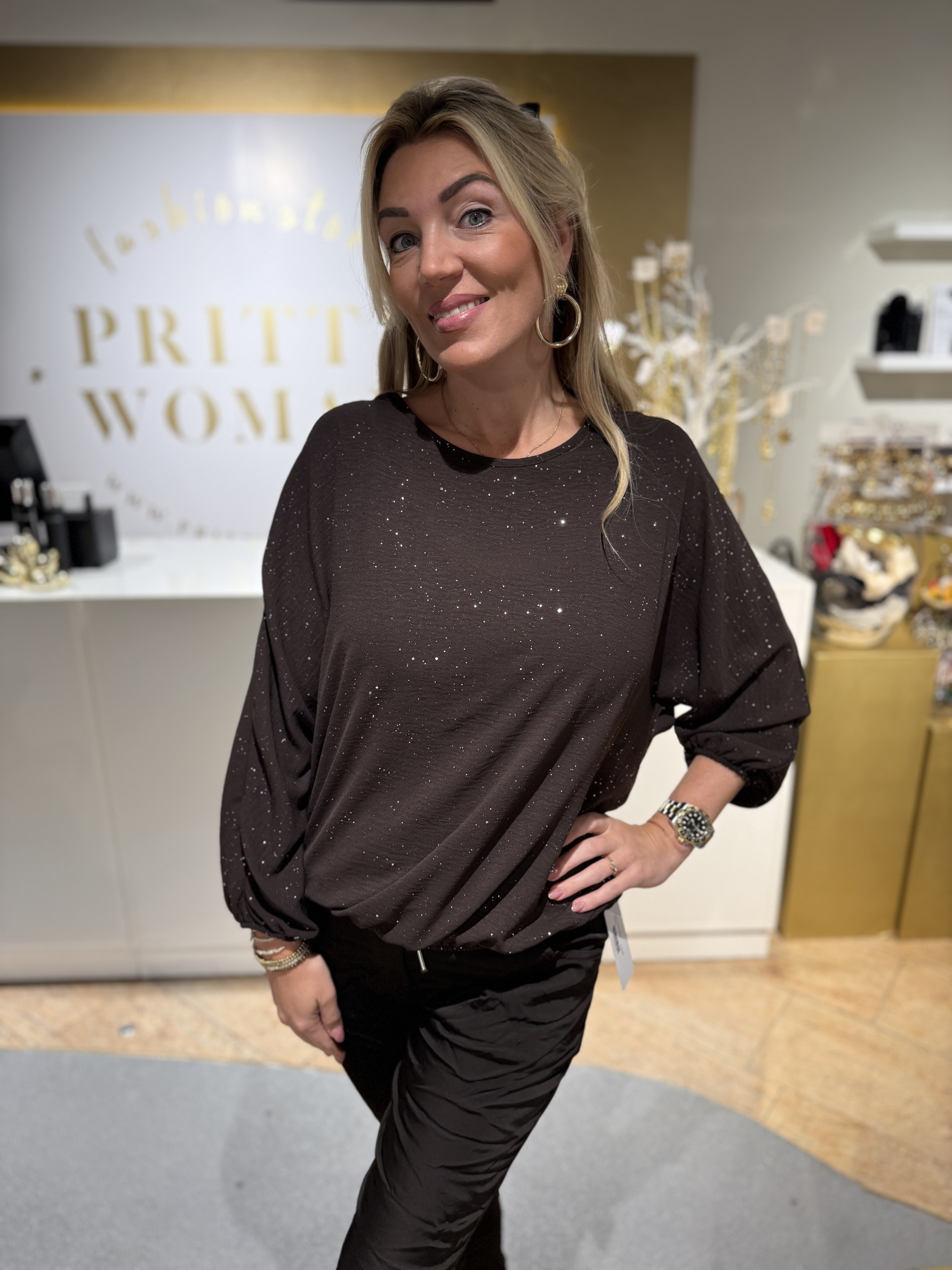 Ballon Diamond Blouse Brown