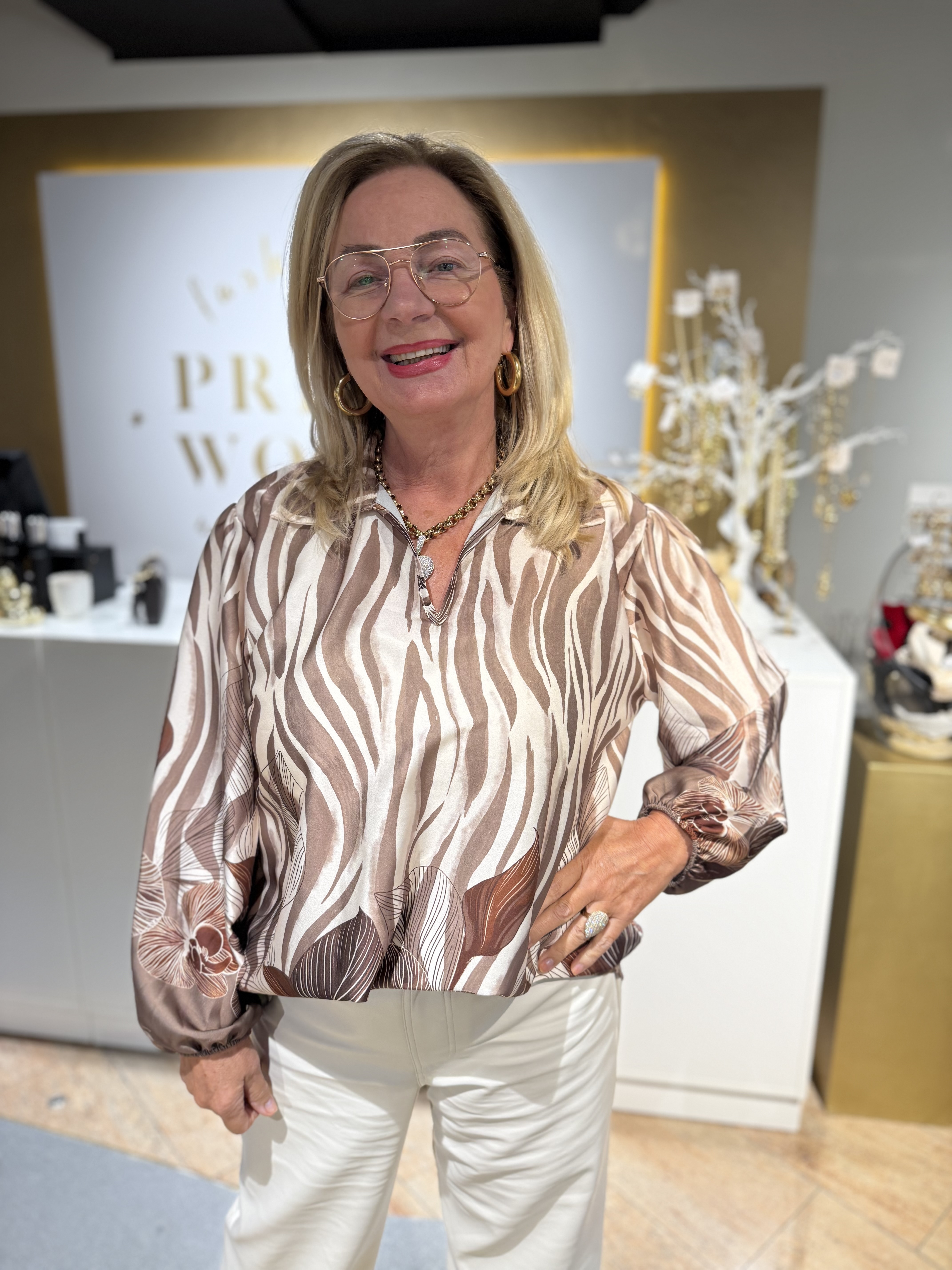 Animal Print Blouse beige