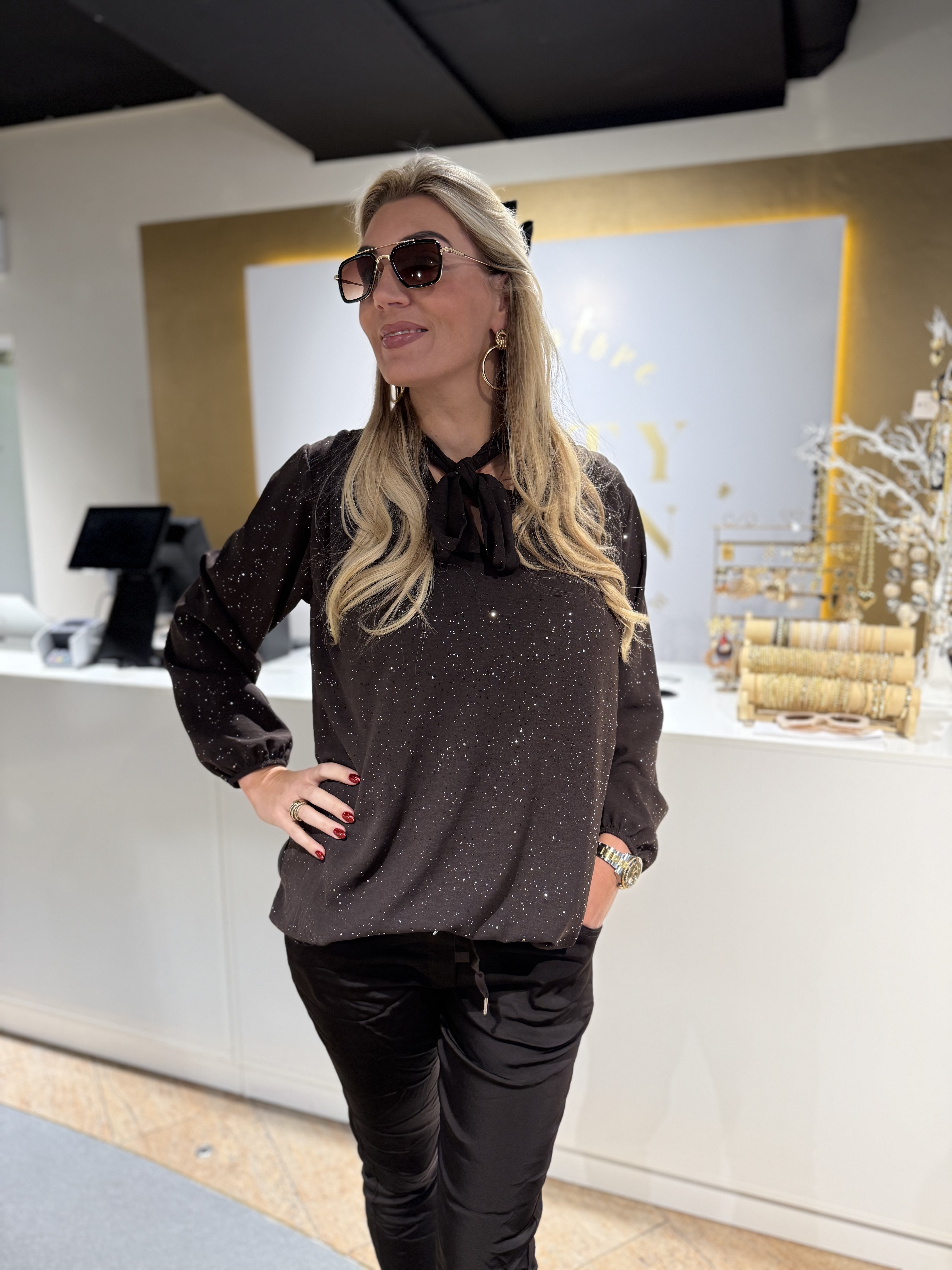 Strik Blouse Glitter Brown