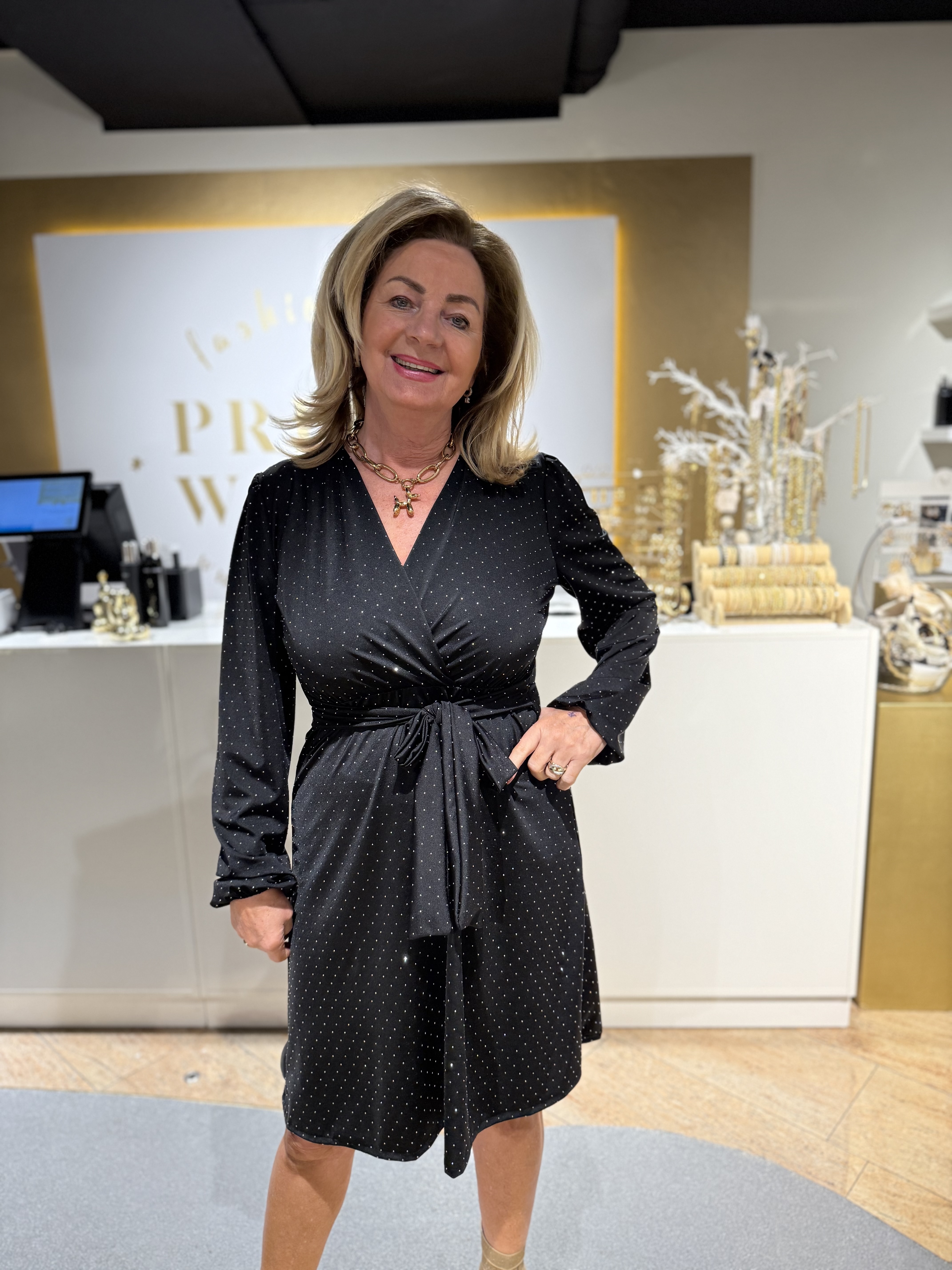 Stretch Glitter Jurk Black