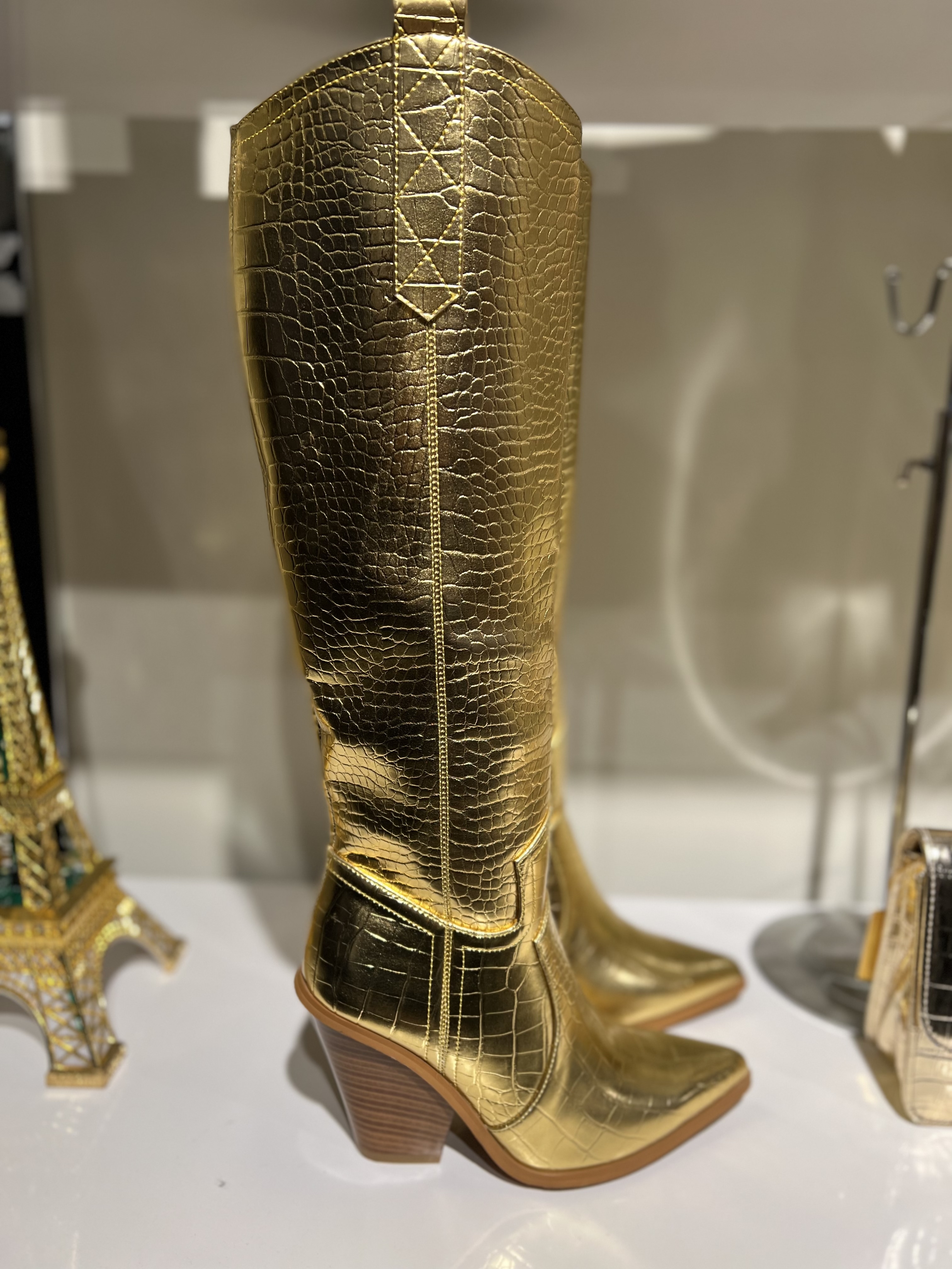 Cowboy Boots Gold Snake